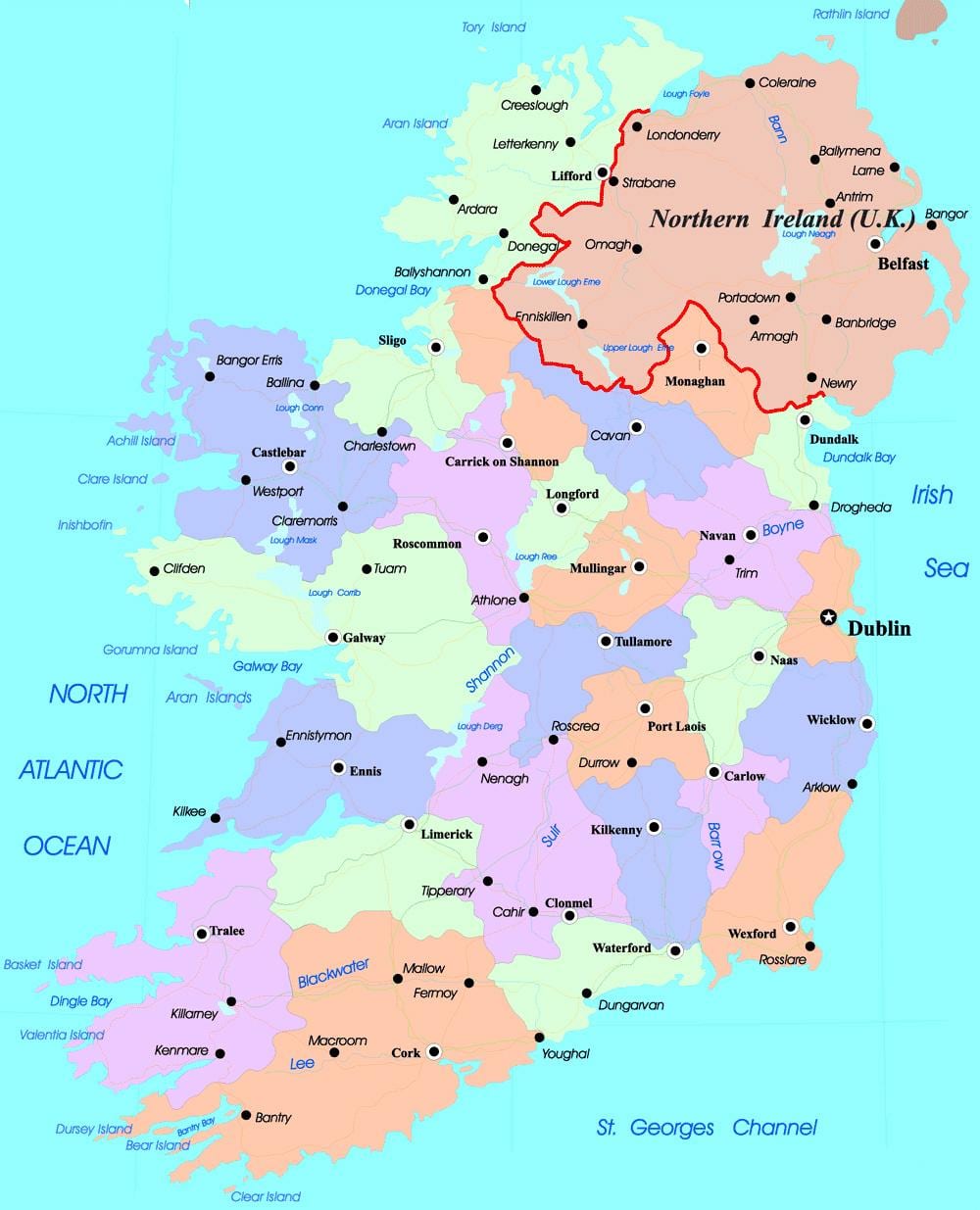 الخارطة السياسية في ايرلندا وايرلندا الشمالية