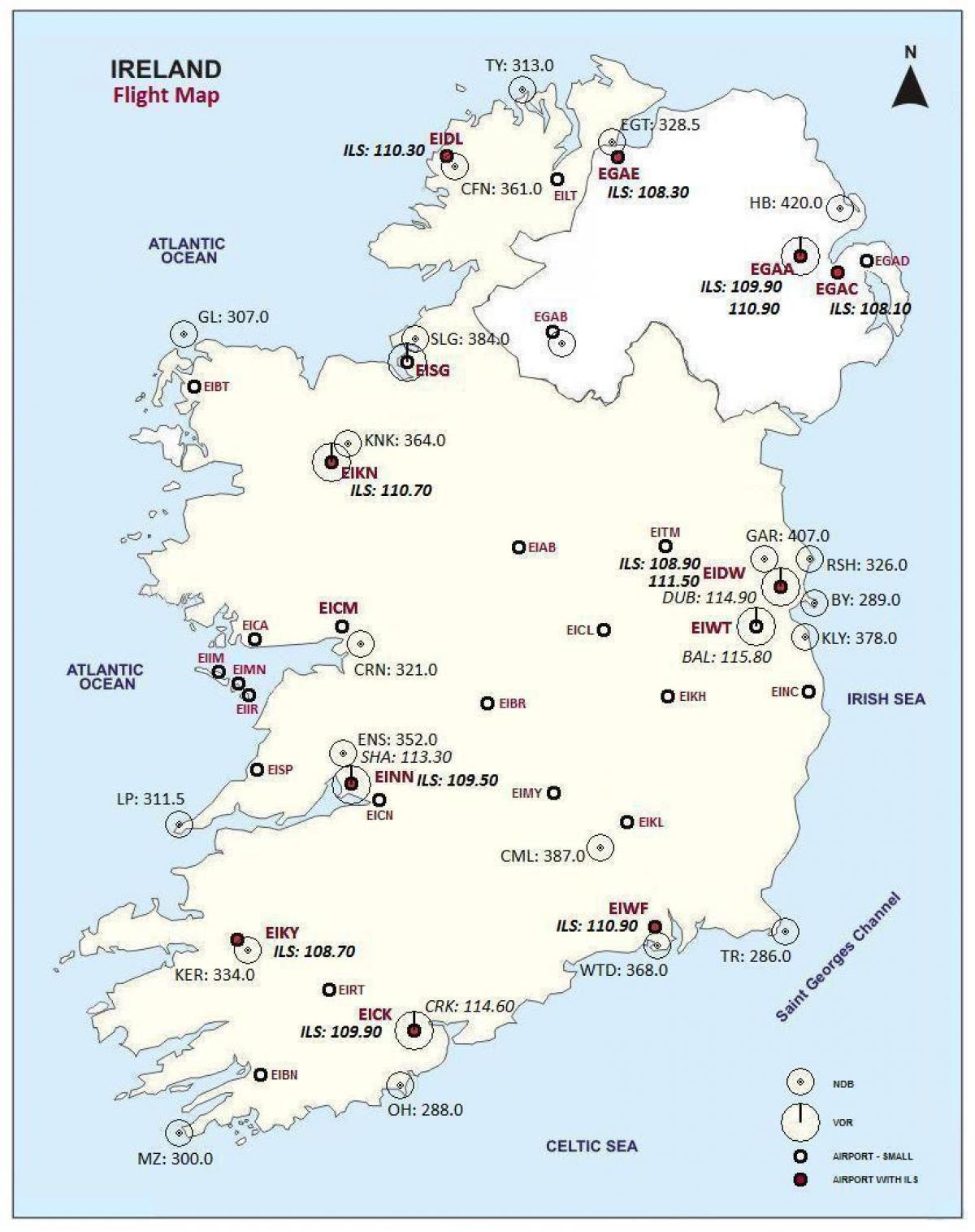 خريطة ايرلندا عرض المطارات
