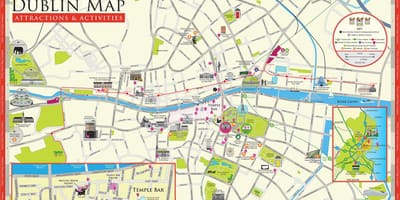 خريطة مدينة دبلن أيرلندا مناطق الجذب السياحي