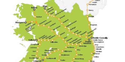 السفر بالسكك الحديدية في أيرلندا خريطة