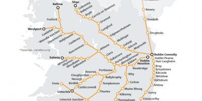 السفر بالقطار في أيرلندا خريطة